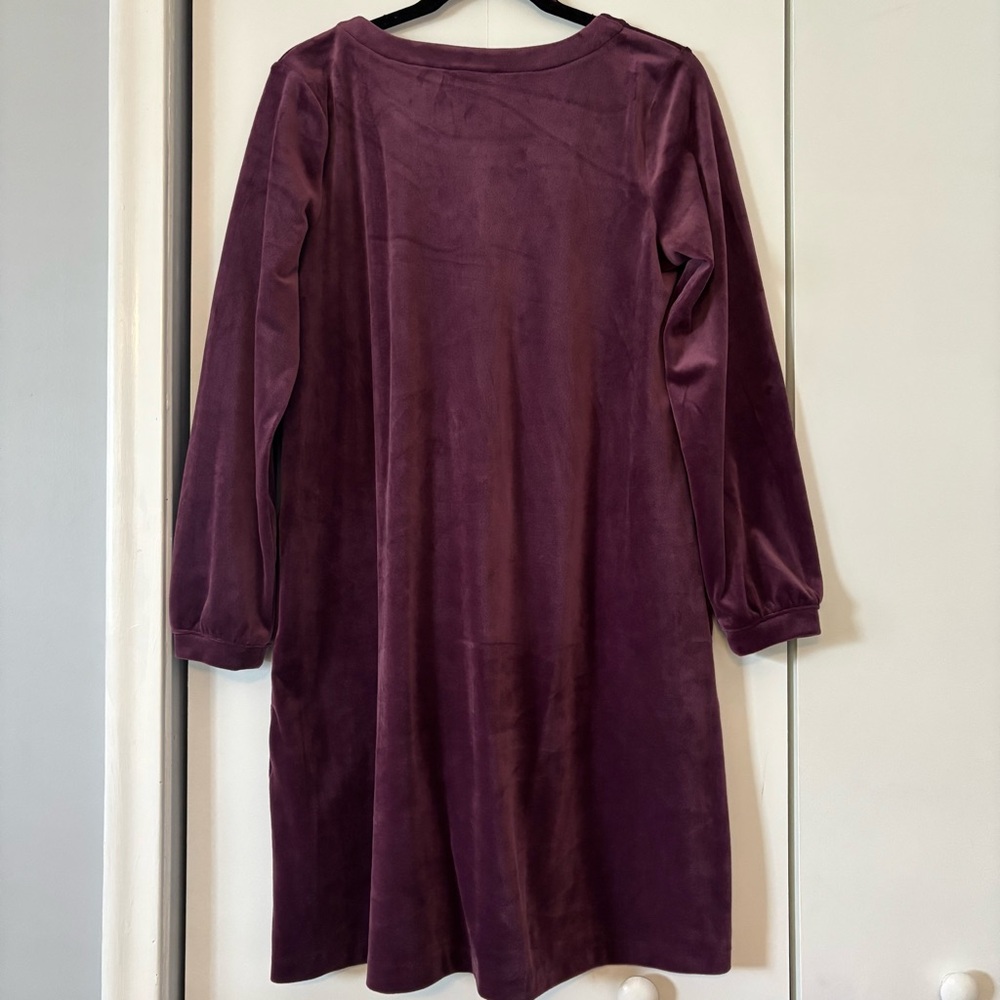 J. Jill Pure Jill Women’s Velour Tunic Dress Long Sleeve A-Line Purple Size M - Picture 4 of 9